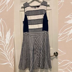 Navy striped midi dress